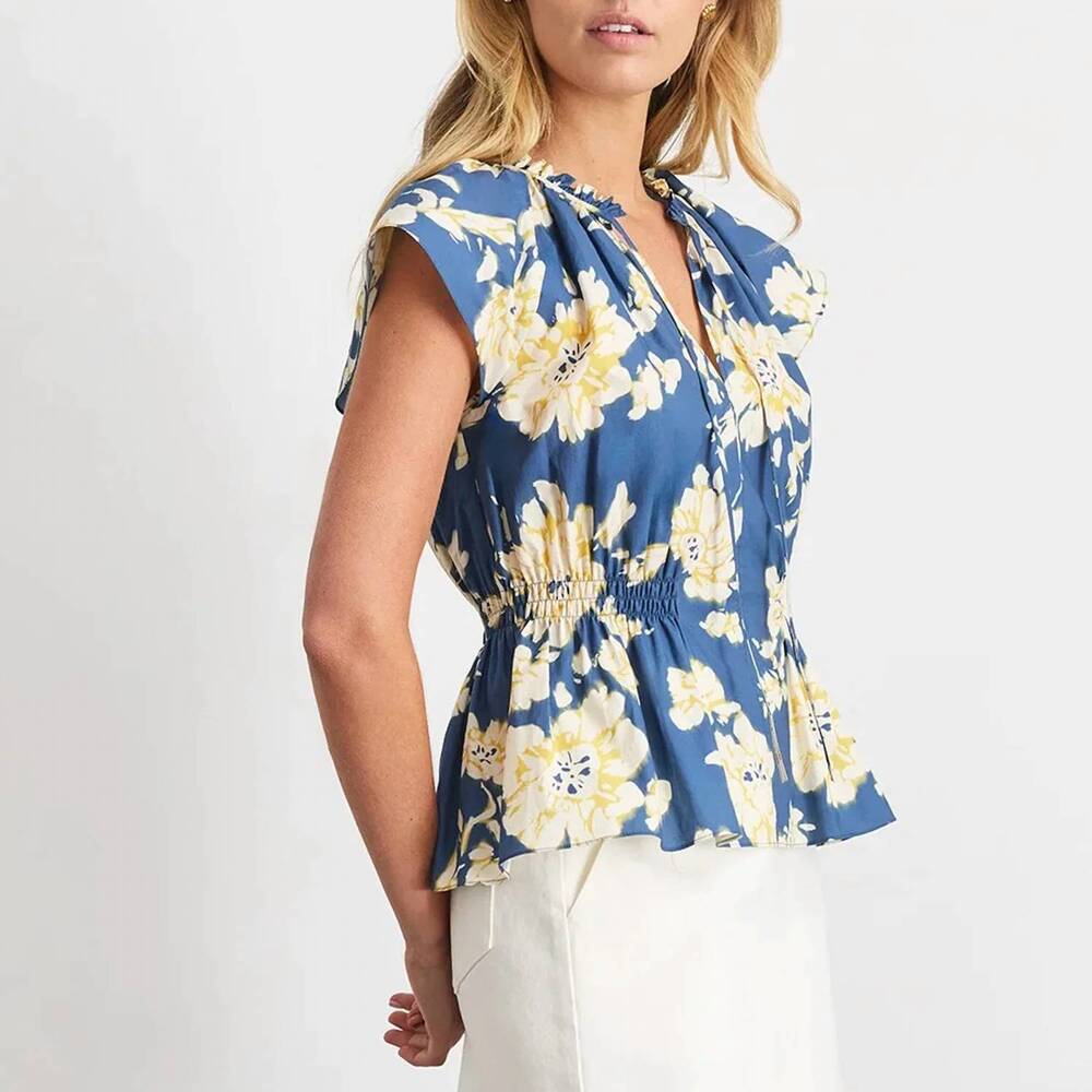 NEW TANYA TAYLOR ivana top in french blue - Picture 3 of 4